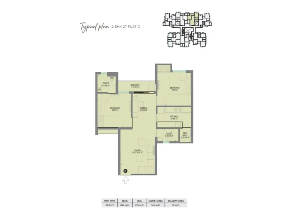 DTC Good Earth Madhyagram 2bhk floor plan